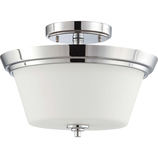 Nuvo Bento 2-Light Semi-Flush Mount | Contemporary Polished Chrome and Satin White Glass | Living Room, Bedroom & Hallway Ceiling Light | Model 60-4087