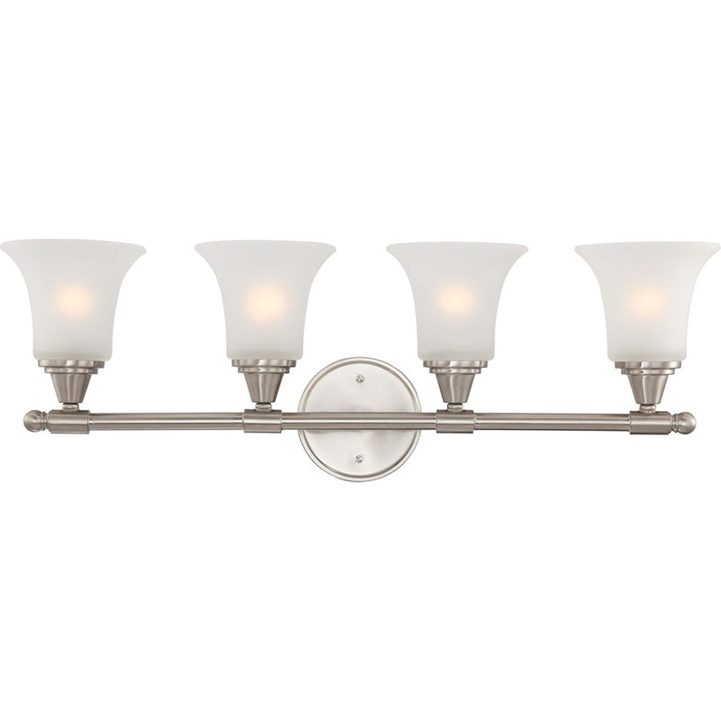 Nuvo Lighting Surrey 30in 4-Light Vanity Light | Contemporary Brushed Nickel and Frosted Glass | Bathroom Vanity | 30 x 9 x 11 in | Model 60-4144