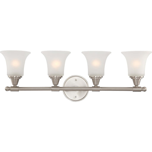 Nuvo Lighting Surrey 30in 4-Light Vanity Light | Contemporary Brushed Nickel and Frosted Glass | Bathroom Vanity | 30 x 9 x 11 in | Model 60-4144