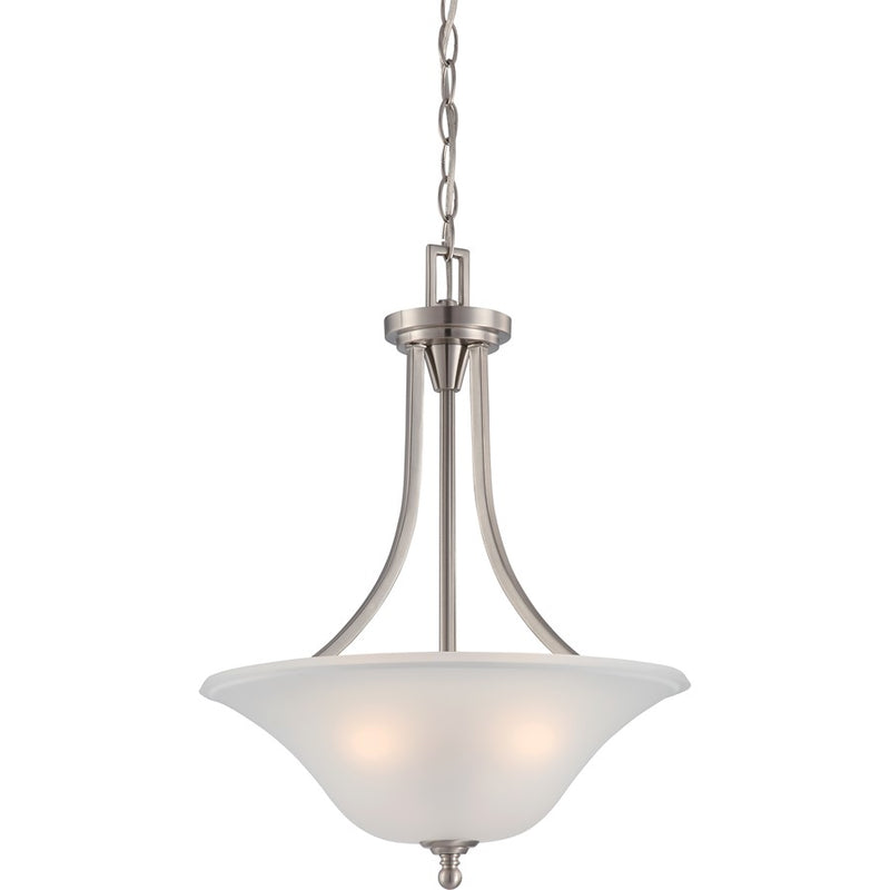 Nuvo Lighting Surrey 18in 3-Light Pendant | Contemporary Brushed Nickel and Frosted Glass | Kitchen Island & Dining Room | 18 x 8 x 22 in | Model 60-4147