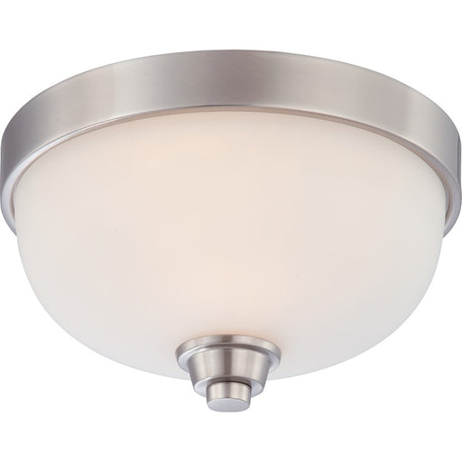 Nuvo Helium 11in 1-Light Flush Mount | Contemporary Brushed Nickel and Satin White Glass | Bedroom & Hallway Ceiling Light | 11 x 6 in | Model 60-4191