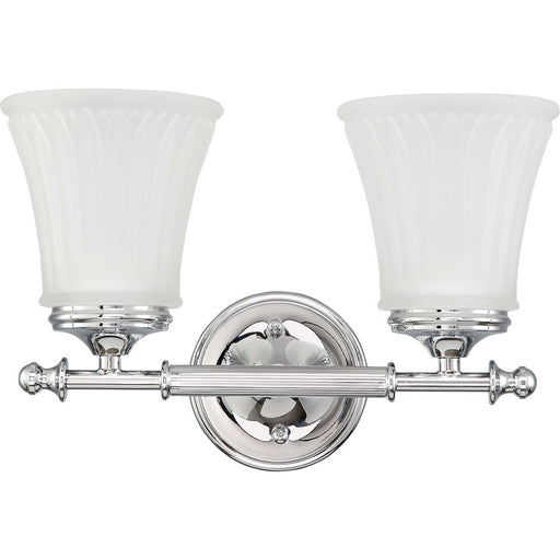 Nuvo Teller 13.5in 2-Light Vanity Light | Traditional Aged Pewter and Frosted Etched Glass | Bathroom Vanity | 13.5 x 6.625 x 9 in | Model 60-4262