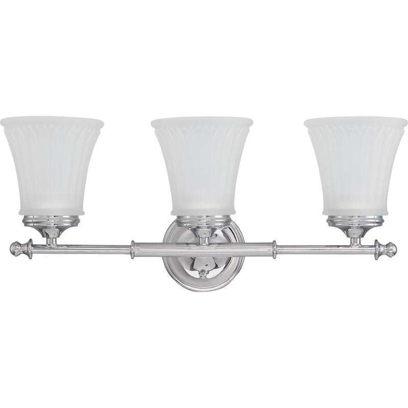 Nuvo Teller 21in 3-Light Vanity Light | Traditional Aged Pewter and Frosted Etched Glass | Bathroom Vanity & Powder Room | 21 x 9 x 6.625 | Model 60-4263
