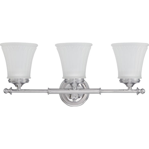 Nuvo Teller 21in 3-Light Vanity Light | Traditional Aged Pewter and Frosted Etched Glass | Bathroom Vanity & Powder Room | 21 x 9 x 6.625 | Model 60-4263