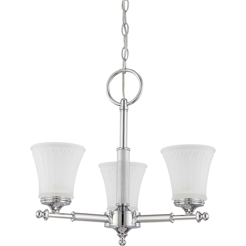 Nuvo Teller 20in 3-Light Chandelier | Traditional Aged Pewter and Frosted Etched Glass | Dining Room & Foyer | 20 x 20 x 18 in | Model 60-4266