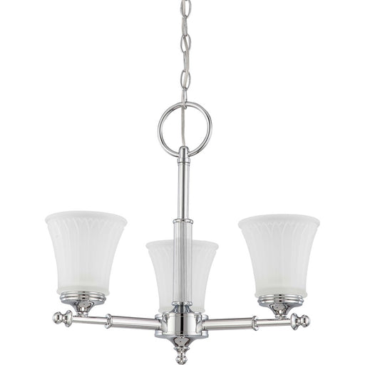 Nuvo Teller 20in 3-Light Chandelier | Traditional Aged Pewter and Frosted Etched Glass | Dining Room & Foyer | 20 x 20 x 18 in | Model 60-4266
