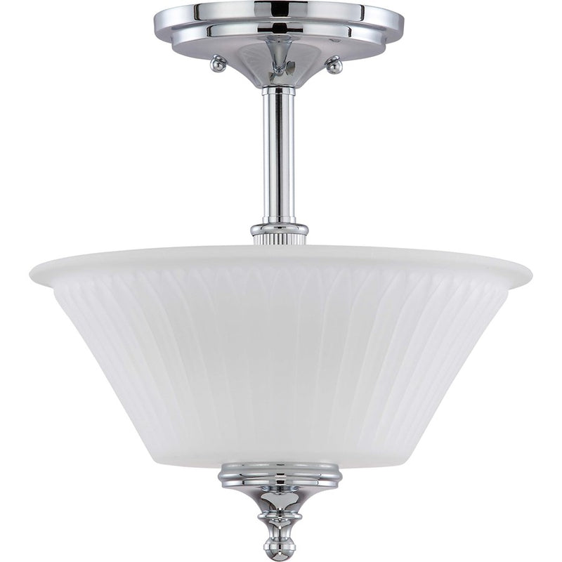 Nuvo Teller 12in 2-Light Semi-Flush Mount | Traditional Aged Pewter and Frosted Etched Glass | Hallway & Bedroom Ceiling Light | 15 x 15 x | Model 60-4268