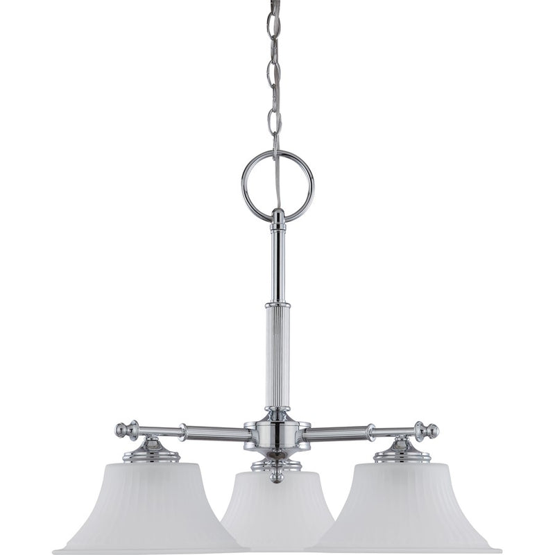 Nuvo Teller 24.75in 3-Light Chandelier | Traditional Aged Pewter and Frosted Etched Glass | Dining Room & Kitchen Island | 20 x 18 x 13 in | Model 60-4273