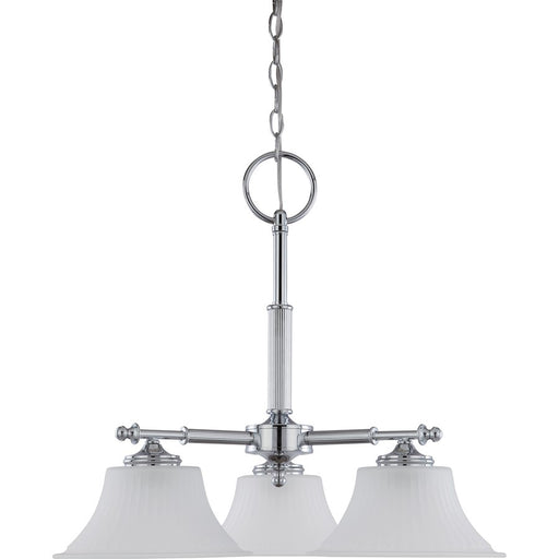 Nuvo Teller 24.75in 3-Light Chandelier | Traditional Aged Pewter and Frosted Etched Glass | Dining Room & Kitchen Island | 20 x 18 x 13 in | Model 60-4273