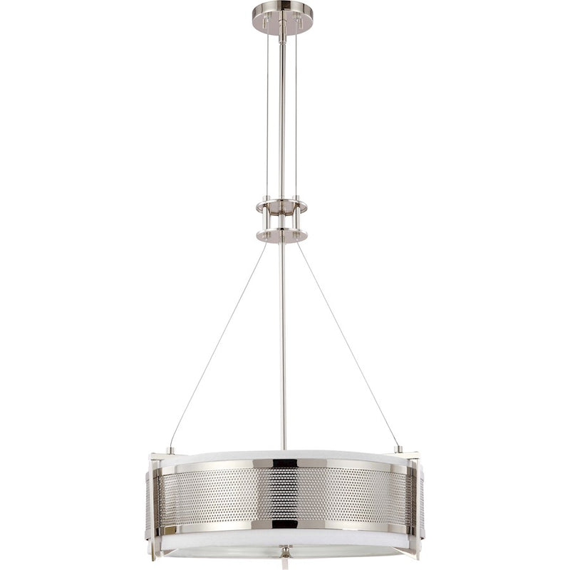 Nuvo Diesel 21in 4-Light Pendant | Industrial Aged Bronze and Khaki Fabric Shade | Kitchen Island & Dining Room | 23 x 23 x 13 in | Model 60-4443