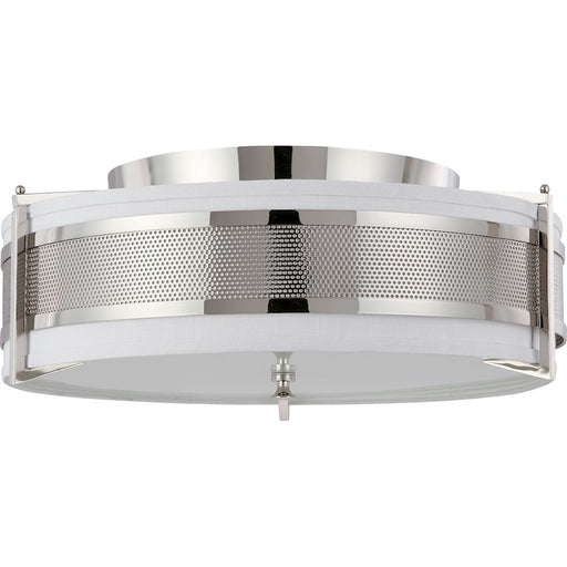 Nuvo Diesel 24in 4-Light Flush Mount | Industrial Aged Bronze and Khaki Fabric Shade | Bedroom & Hallway Ceiling Light | 24 x 24 x 10 in | Model 60-4447