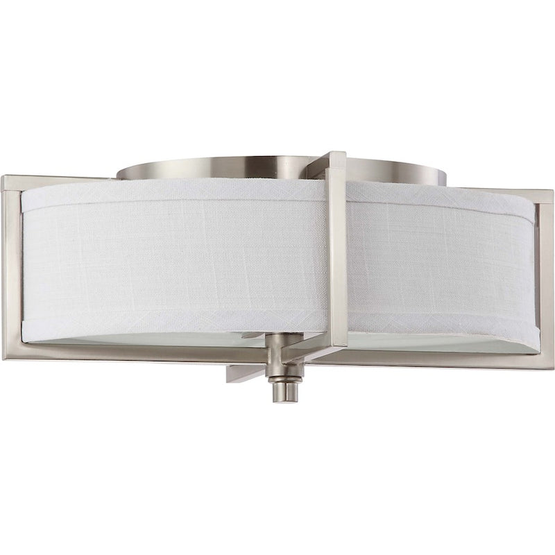Nuvo Portia 16in 2-Light Oval Pendant | Brushed Nickel and Slate Gray Fabric | Kitchen Island & Dining Room | 11 x 16 x 6.25 in | Model 60-4468