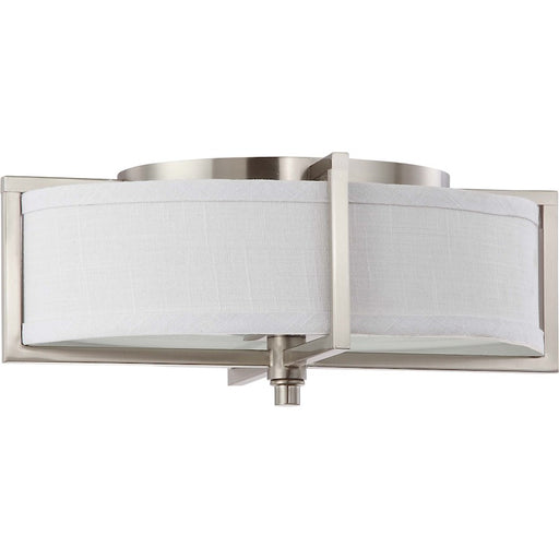Nuvo Portia 16in 2-Light Oval Pendant | Brushed Nickel and Slate Gray Fabric | Kitchen Island & Dining Room | 11 x 16 x 6.25 in | Model 60-4468