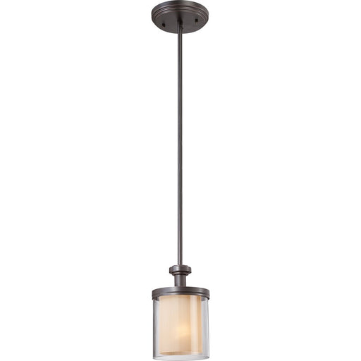 Nuvo Decker 6in 1-Light Mini Pendant | Industrial Sudbury Bronze and Clear Outer Cream Inner Glass | Kitchen Island & Dining Room | 6 x 6 | Model 60-4548