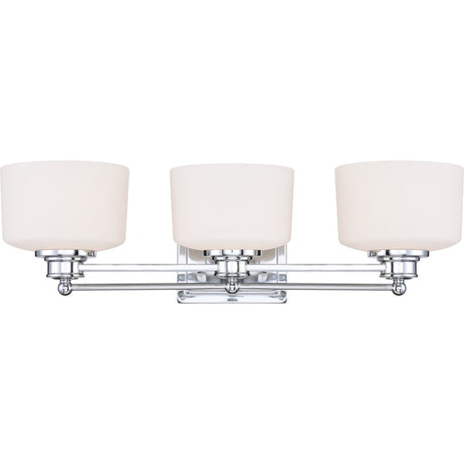 Nuvo Lighting Soho 25in 3-Light Vanity Light | Contemporary Polished Chrome and Satin White Glass | Bathroom Vanity | 26 x 10 x 10 in | Model 60-4583