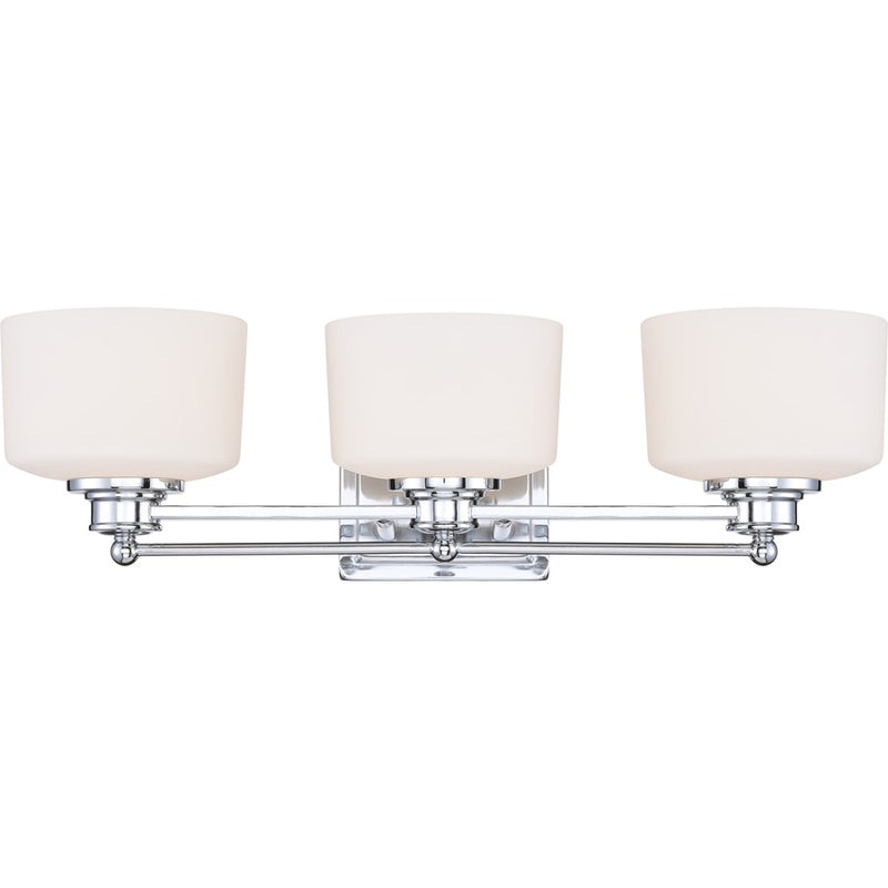 Nuvo Lighting Soho 25in 3-Light Vanity Light | Contemporary Polished Chrome and Satin White Glass | Bathroom Vanity | 26 x 10 x 10 in | Model 60-4583