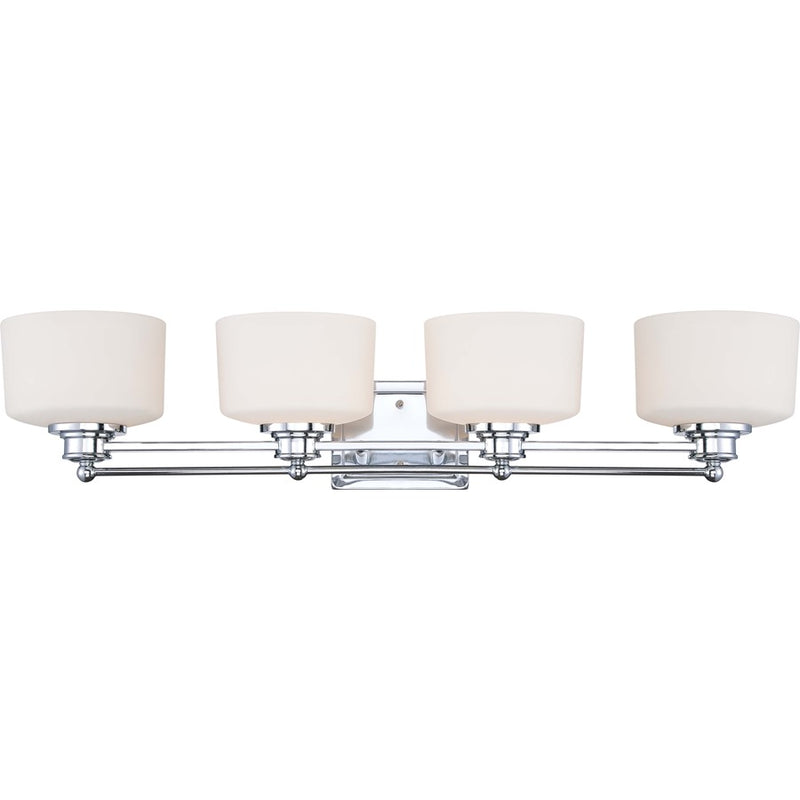 Nuvo Lighting Soho 34in 4-Light Vanity Light | Contemporary Polished Chrome and Satin White Glass | Bathroom Vanity | 34 x 8 x 7.25 in | Model 60-4584