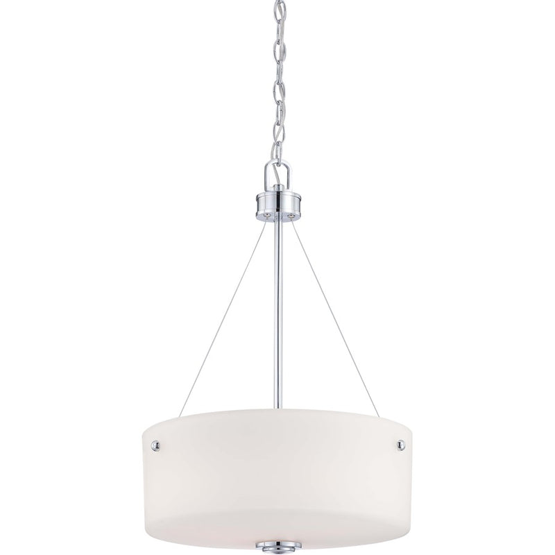 Nuvo Lighting Soho 16.5in 3-Light Pendant | Contemporary Polished Chrome and Satin White Glass | Kitchen Island & Dining Room | 16.5 x 23 | Model 60-4586