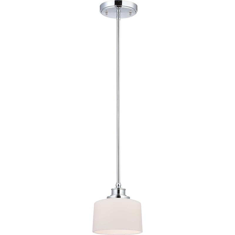 Nuvo Lighting Soho 7in 1-Light Mini Pendant | Contemporary Polished Chrome and Satin White Glass | Kitchen Island & Dining Room | 7 x 7 x | Model 60-4588