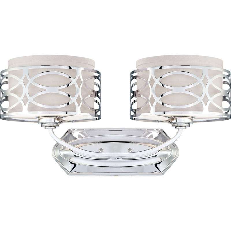 Nuvo Harlow 20.625in 2-Light Vanity Light | Polished Nickel and Slate Gray Fabric Shades | Bathroom Vanity | 20.625 x 10 in | Model 60-4622