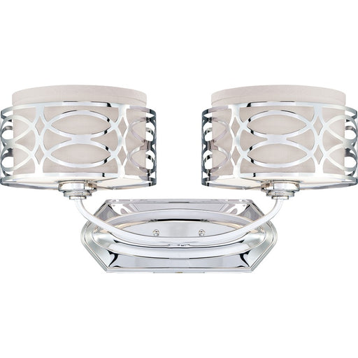 Nuvo Harlow 20.625in 2-Light Vanity Light | Polished Nickel and Slate Gray Fabric Shades | Bathroom Vanity | 20.625 x 10 in | Model 60-4622