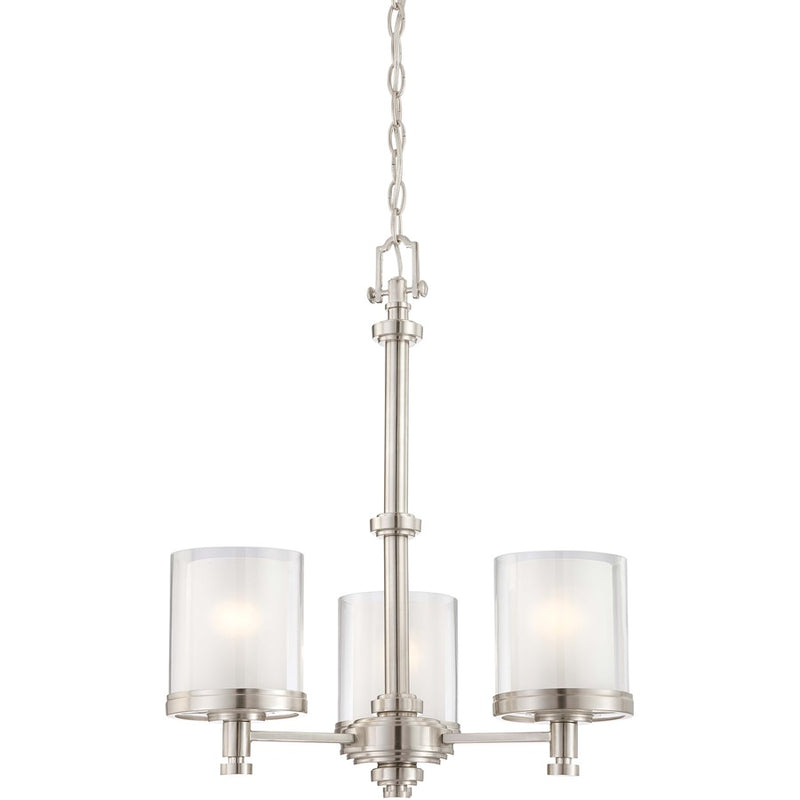 Nuvo Decker 20in 3-Light Chandelier | Industrial Brushed Nickel and Clear & Frosted Glass | Dining Room & Kitchen Island | 20 x 20 x 23.25 | Model 60-4647