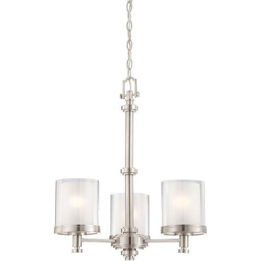 Nuvo Decker 20in 3-Light Chandelier | Industrial Brushed Nickel and Clear & Frosted Glass | Dining Room & Kitchen Island | 20 x 20 x 23.25 | Model 60-4647