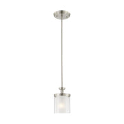 Nuvo Decker 6in 1-Light Mini Pendant | Industrial Brushed Nickel and Clear Frosted Glass | Kitchen Island & Dining Room | 18 x 18 x 20 in | Model 60-4648