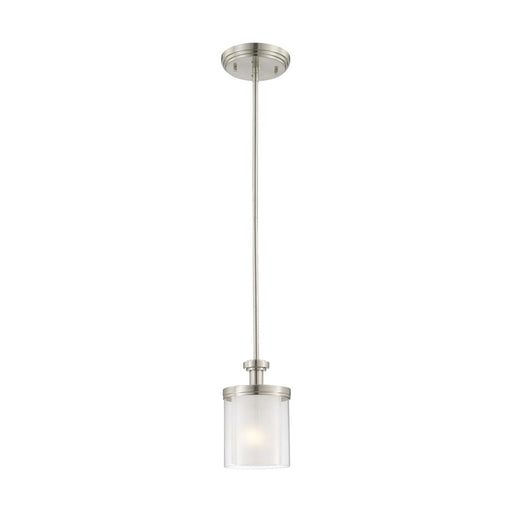Nuvo Decker 6in 1-Light Mini Pendant | Industrial Brushed Nickel and Clear Frosted Glass | Kitchen Island & Dining Room | 18 x 18 x 20 in | Model 60-4648