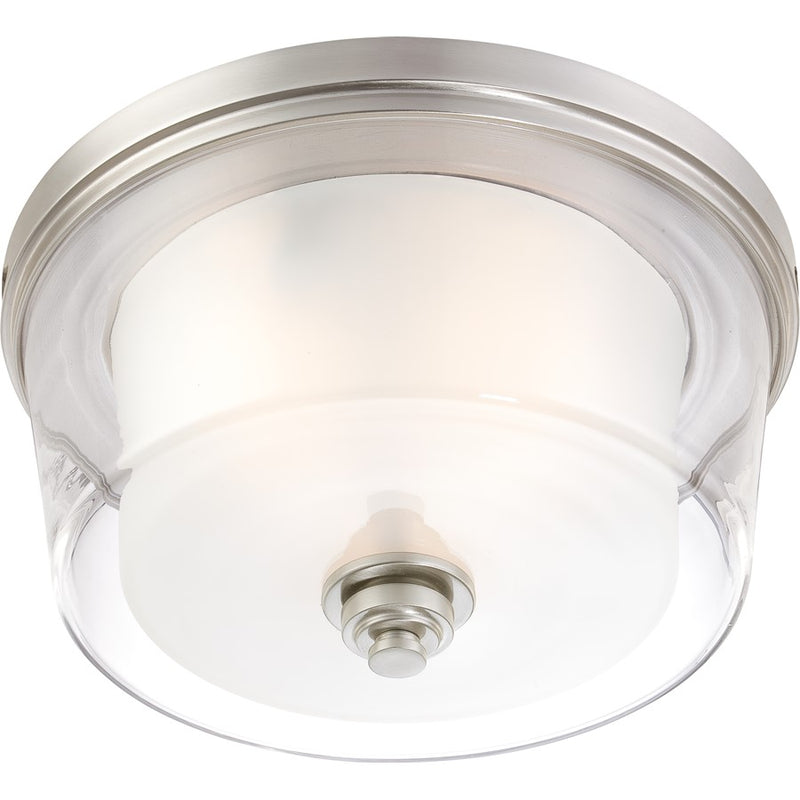 Nuvo Decker 16in 3-Light Flush Mount | Industrial Brushed Nickel and Clear & Frosted Glass | Damp-Rated Entryway & Hallway | 16 x 16 x | Model 60-4652