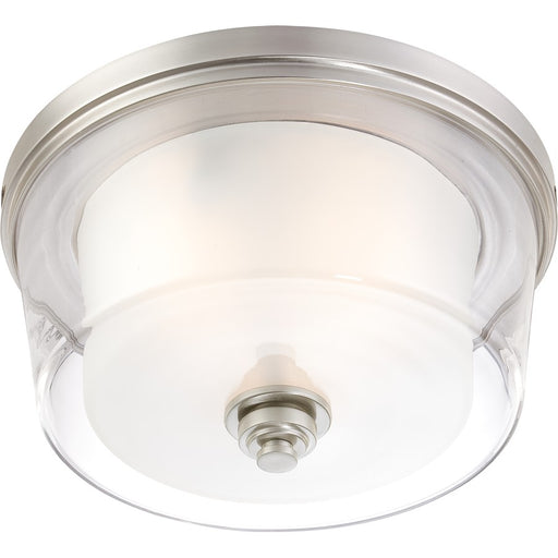 Nuvo Decker 16in 3-Light Flush Mount | Industrial Brushed Nickel and Clear & Frosted Glass | Damp-Rated Entryway & Hallway | 16 x 16 x | Model 60-4652
