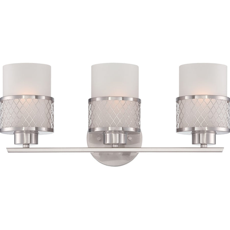 Nuvo Lighting Fusion 19in 3-Light Vanity Light | Industrial Brushed Nickel and Frosted Glass | Bathroom Vanity | 21 x 8 x 11 in | Model 60-4683