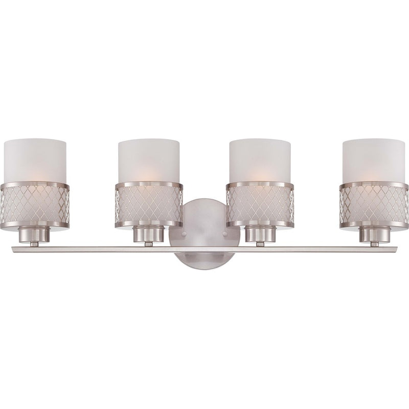 Nuvo Lighting Fusion 27in 4-Light Vanity Light | Brushed Nickel and Frosted Glass | Bathroom Vanity | 28 x 8 x 11 in | Model 60-4684