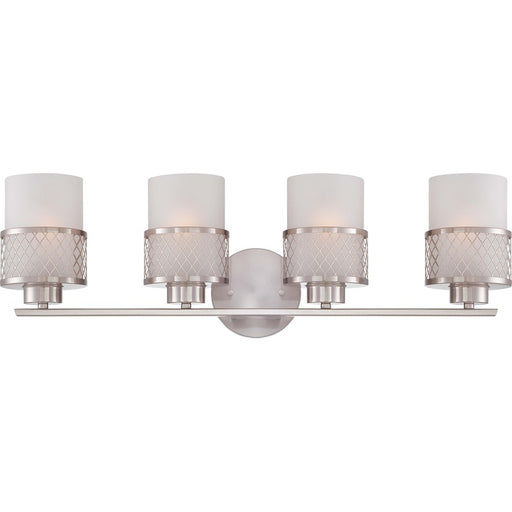 Nuvo Lighting Fusion 27in 4-Light Vanity Light | Brushed Nickel and Frosted Glass | Bathroom Vanity | 28 x 8 x 11 in | Model 60-4684