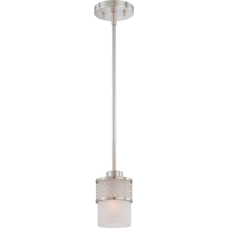 Nuvo Lighting Fusion 1-Light Mini Pendant | Industrial Brushed Nickel and Frosted Glass | Kitchen Island & Dining Room | 5 x 45.75 in | Model 60-4688