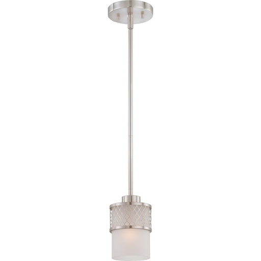 Nuvo Lighting Fusion 1-Light Mini Pendant | Industrial Brushed Nickel and Frosted Glass | Kitchen Island & Dining Room | 5 x 45.75 in | Model 60-4688