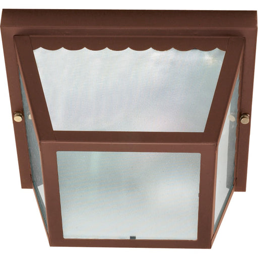 Nuvo 60-472 10in 2-Light Outdoor Flush Mount | Traditional Old Bronze and Textured Frosted Glass | Covered Patio & Carport | 9.25 x 9.25 x | Model 60-472