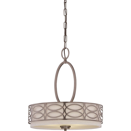 Nuvo Lighting Harlow 3-Light Pendant | Transitional Hazel Bronze and Khaki Fabric Shades | Dining Room & Kitchen Island | 19 x 19 x 10 in | Model 60-4720