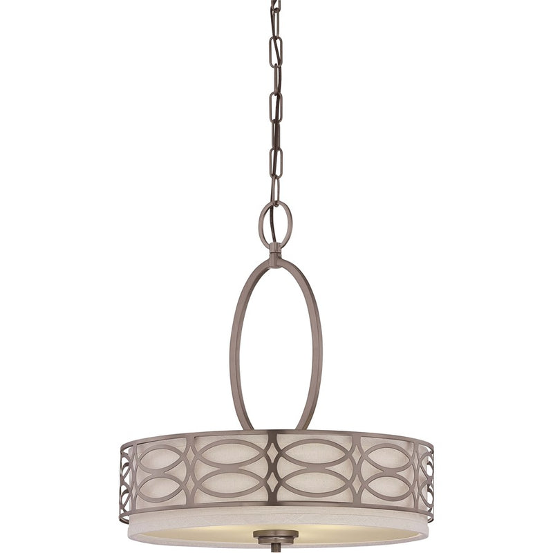 Nuvo Lighting Harlow 3-Light Pendant | Transitional Hazel Bronze and Khaki Fabric Shades | Dining Room & Kitchen Island | 19 x 19 x 10 in | Model 60-4720