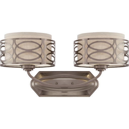 Nuvo Harlow 20.625in 2-Light Vanity Light | Hazel Bronze and Khaki Fabric Shades | Bathroom Vanity | 20.625 x 10 in | Model 60-4722