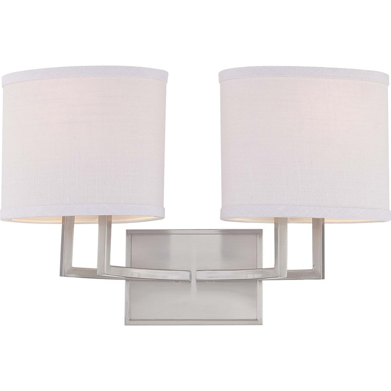 Nuvo Gemini 18in 2-Light Vanity Light | Contemporary Brushed Nickel and Slate Gray Fabric | Bathroom Vanity | 17 x 8 x 15 in | Model 60-4752