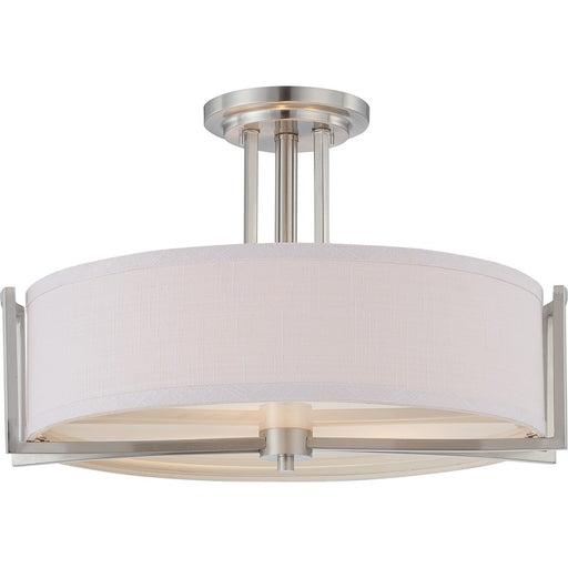 Nuvo Gemini 18in 3-Light Mini Pendant | Contemporary Brushed Nickel and Slate Gray Fabric | Kitchen Island & Dining Room | 19 x 19 x 11 in | Model 60-4758