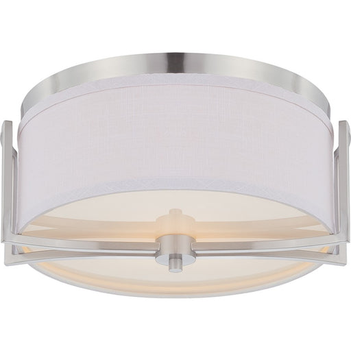 Nuvo Gemini 14.75in 2-Light Mini Pendant | Contemporary Brushed Nickel and Slate Gray Fabric | Kitchen Island & Dining Room | 14.75 x | Model 60-4761