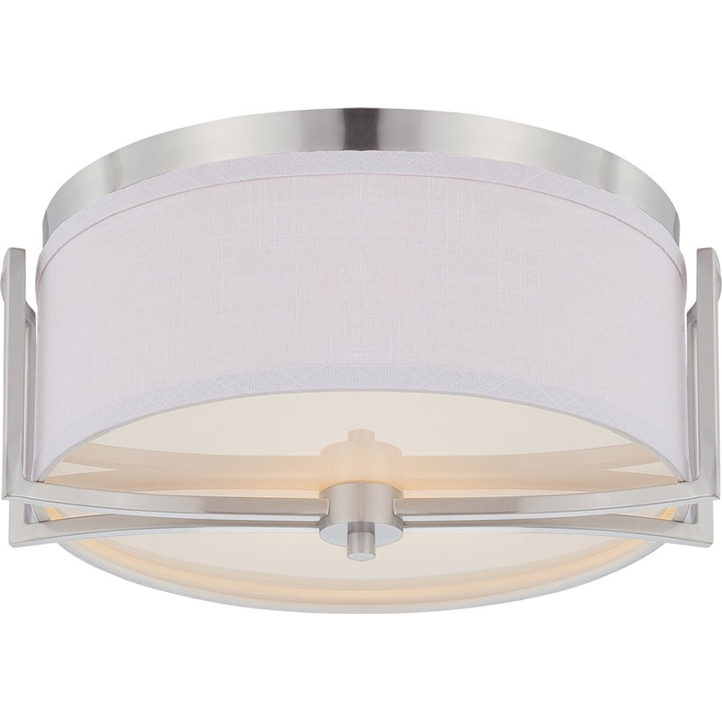 Nuvo Gemini 14.75in 2-Light Mini Pendant | Contemporary Brushed Nickel and Slate Gray Fabric | Kitchen Island & Dining Room | 14.75 x | Model 60-4761