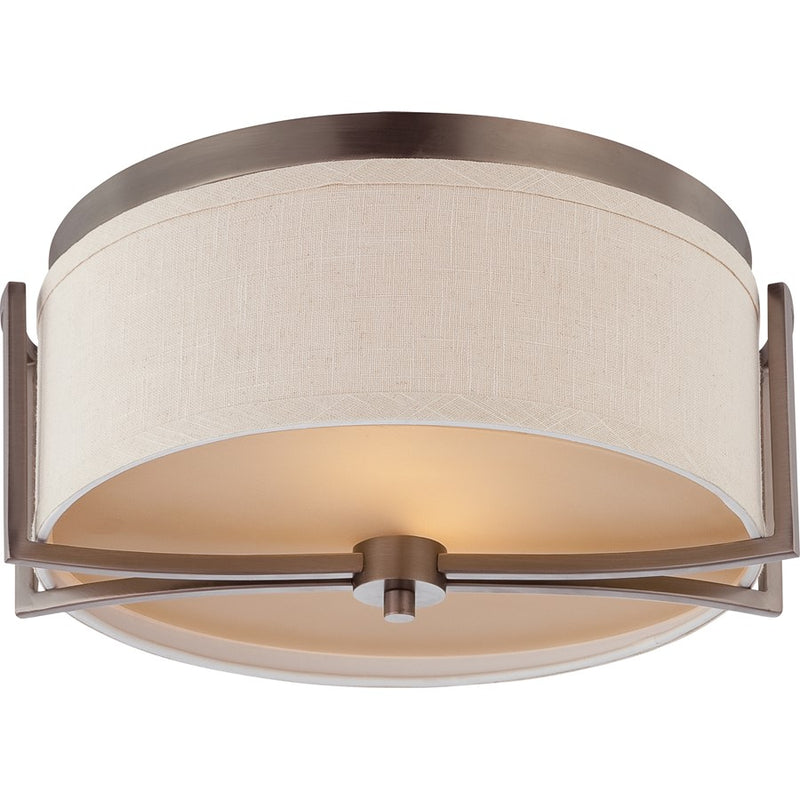 Nuvo Gemini 2-Light Mini Pendant | Contemporary Brushed Nickel and Khaki Fabric Shade | Kitchen Island & Dining Room | 14.75 x 14.75 x | Model 60-4861
