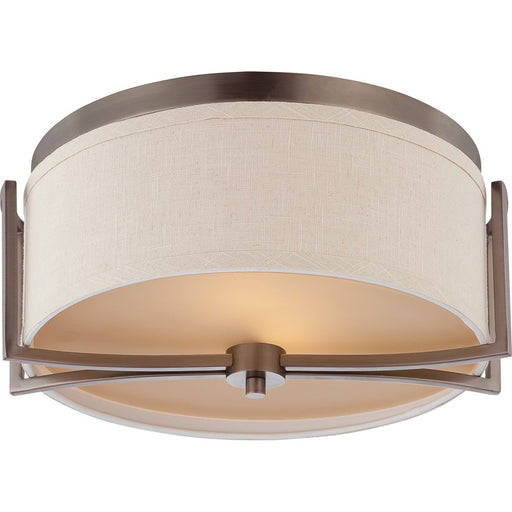 Nuvo Gemini 2-Light Mini Pendant | Contemporary Brushed Nickel and Khaki Fabric Shade | Kitchen Island & Dining Room | 14.75 x 14.75 x | Model 60-4861
