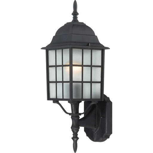 Nuvo Adams 18in 1-Light Outdoor Wall Sconce | Transitional Textured Black and Frosted Glass | Covered Patio & Entryway | 6.125 x 6.875 x | Model 60-4903