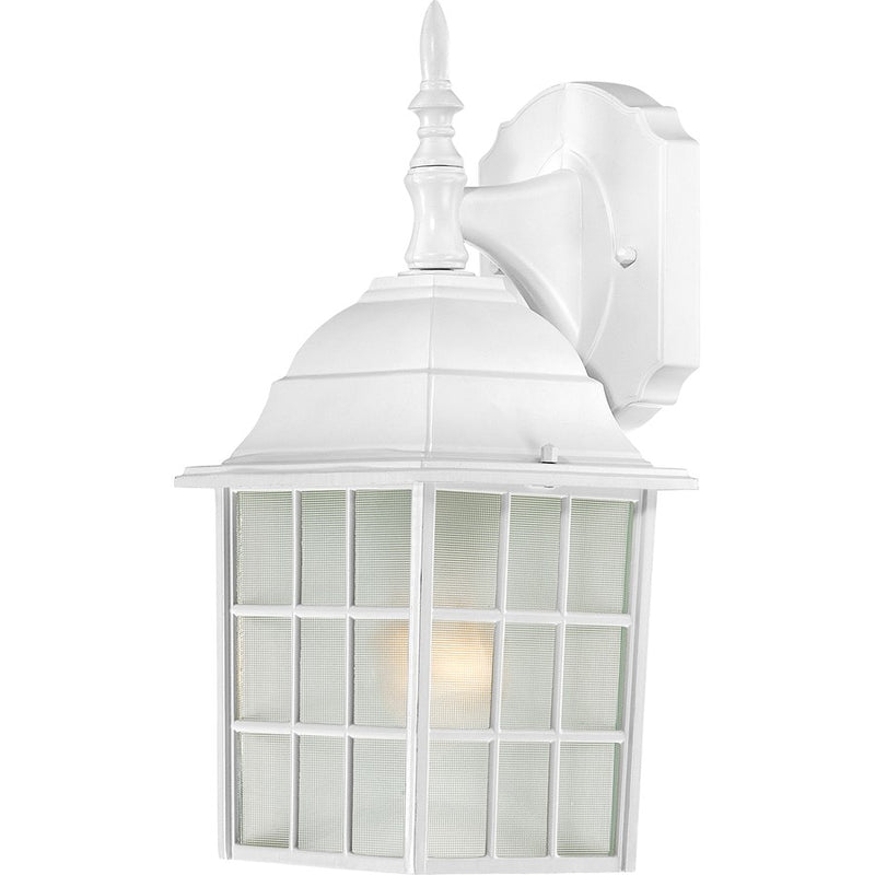 Nuvo Lighting Adams 1-Light 14in Outdoor Wall Sconce | Transitional White and Frosted Glass | Entryway & Covered Porch | 6.125 x 6.875 x | Model 60-4904