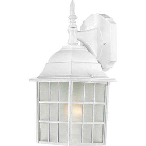 Nuvo Lighting Adams 1-Light 14in Outdoor Wall Sconce | Transitional White and Frosted Glass | Entryway & Covered Porch | 6.125 x 6.875 x | Model 60-4904