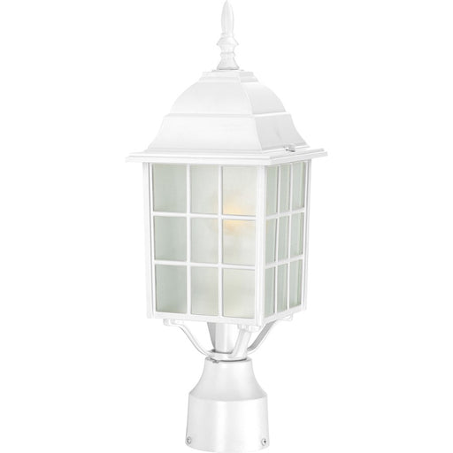 Nuvo Adams 17in 1-Light Outdoor Post | Transitional White and Frosted Glass | Entryway & Garden Path | 6.125 x 6.125 x 18.25 in | Model 60-4907